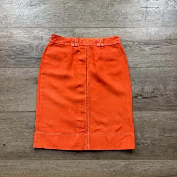 Banana Republic Orange Linen Cotton Button Front Mini Skirt Pockets Sz 6 - Picture 6 of 6